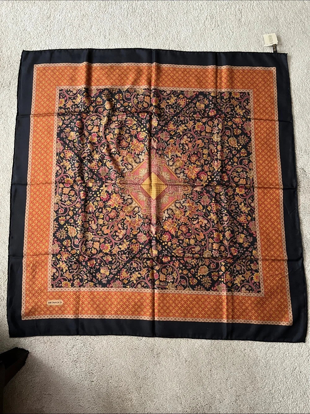 Coach Indian Flowers Silk Scarf Made in Italy